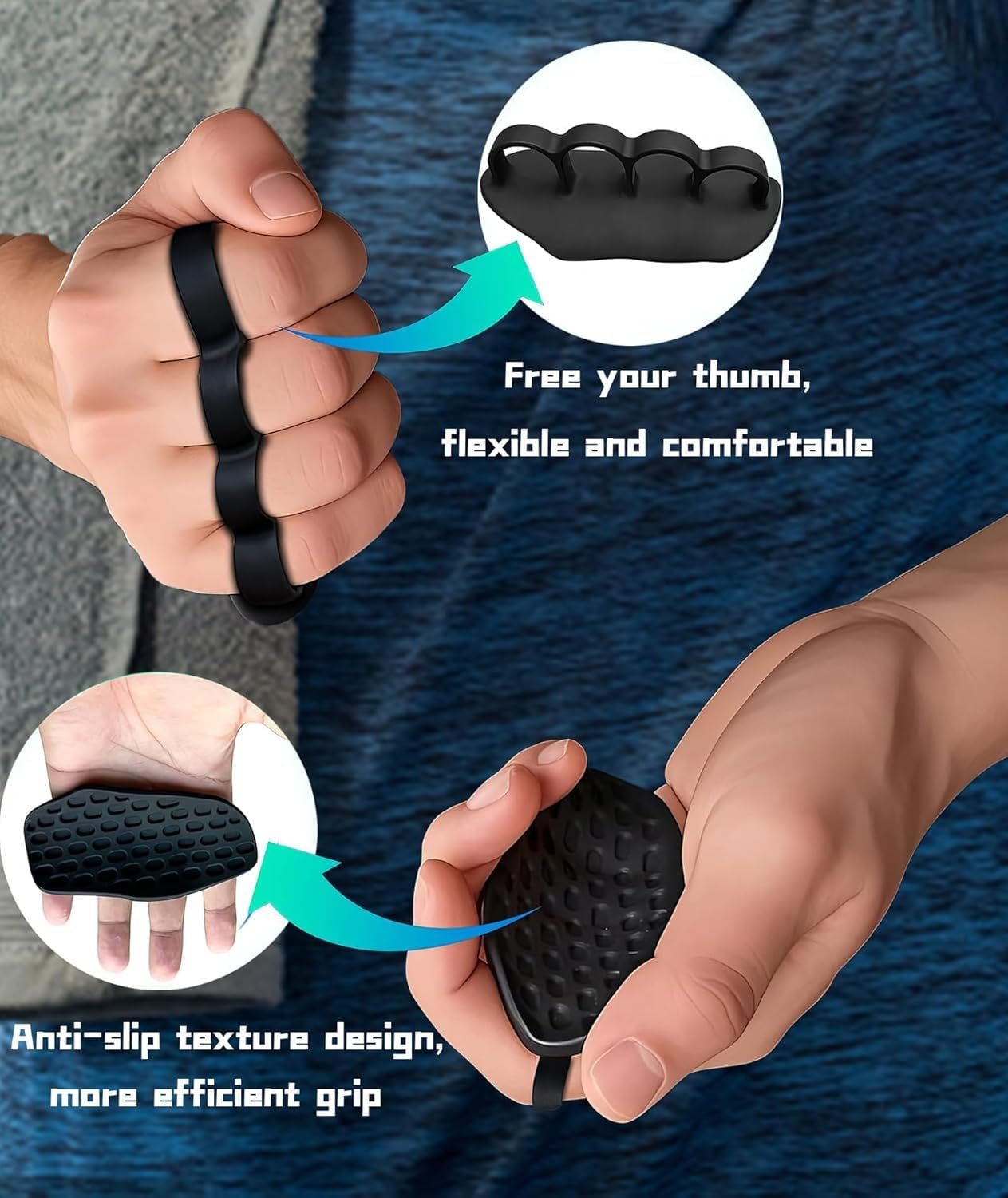 Rubber Gym Grips Fingerless Workout Grips - Image 3