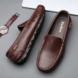 Classic Men's Leather Driving Loafer - Dark Brown