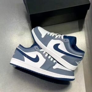 Classic Low-Top Leather Sneaker - Slate Blue/Navy
