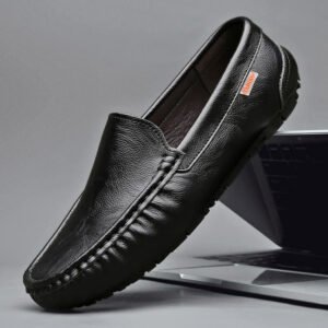 Classic Men's Leather Driving Loafer - Black